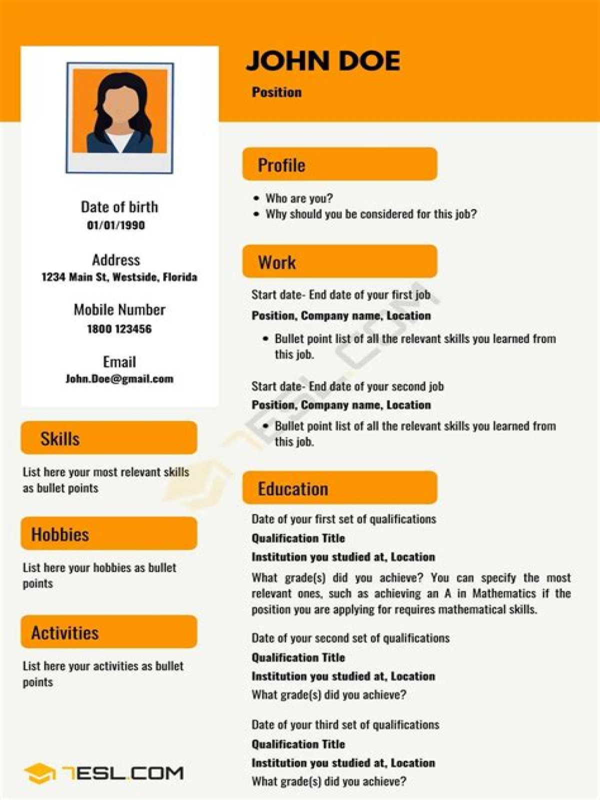 Hints for writing a curriculum vitae