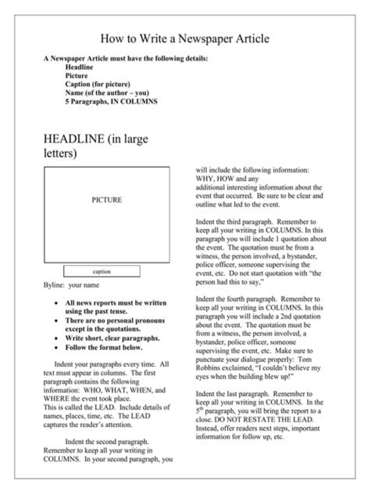 How do you write a newspaper column?