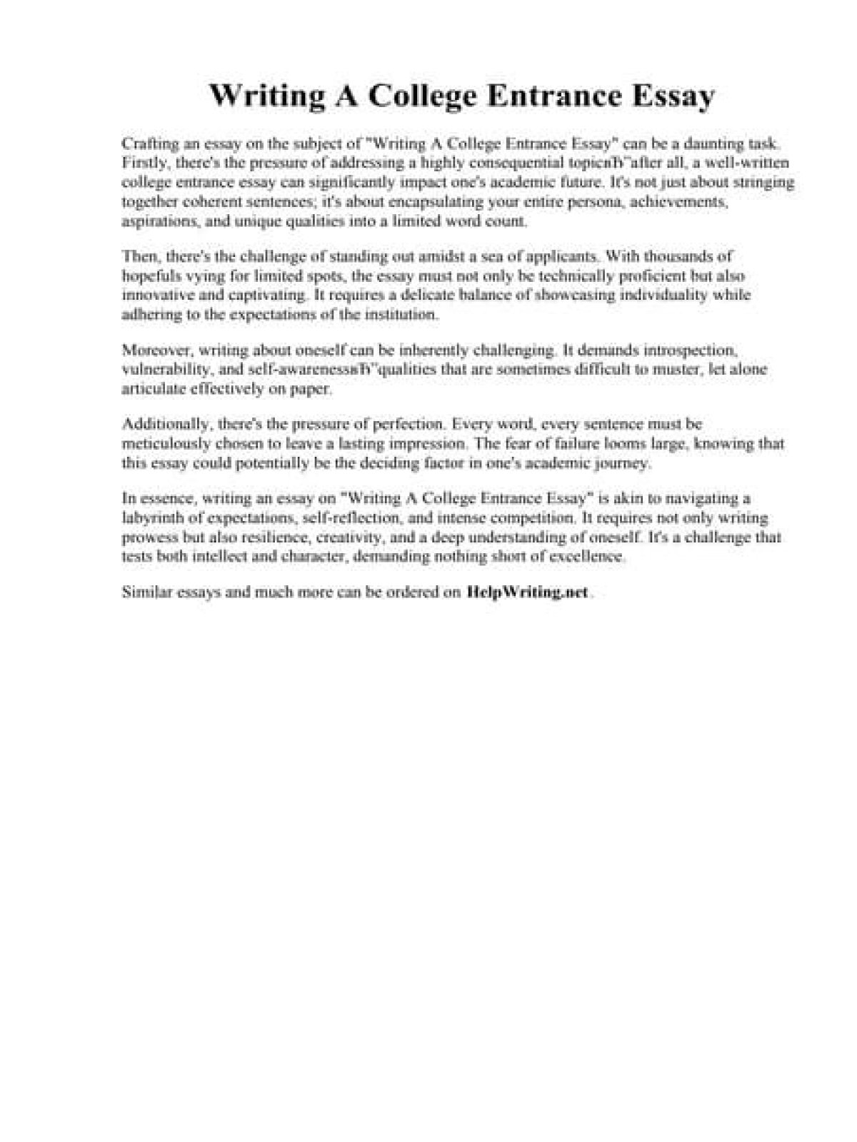 The way to Write a Successful Faculty Entrance Essay?