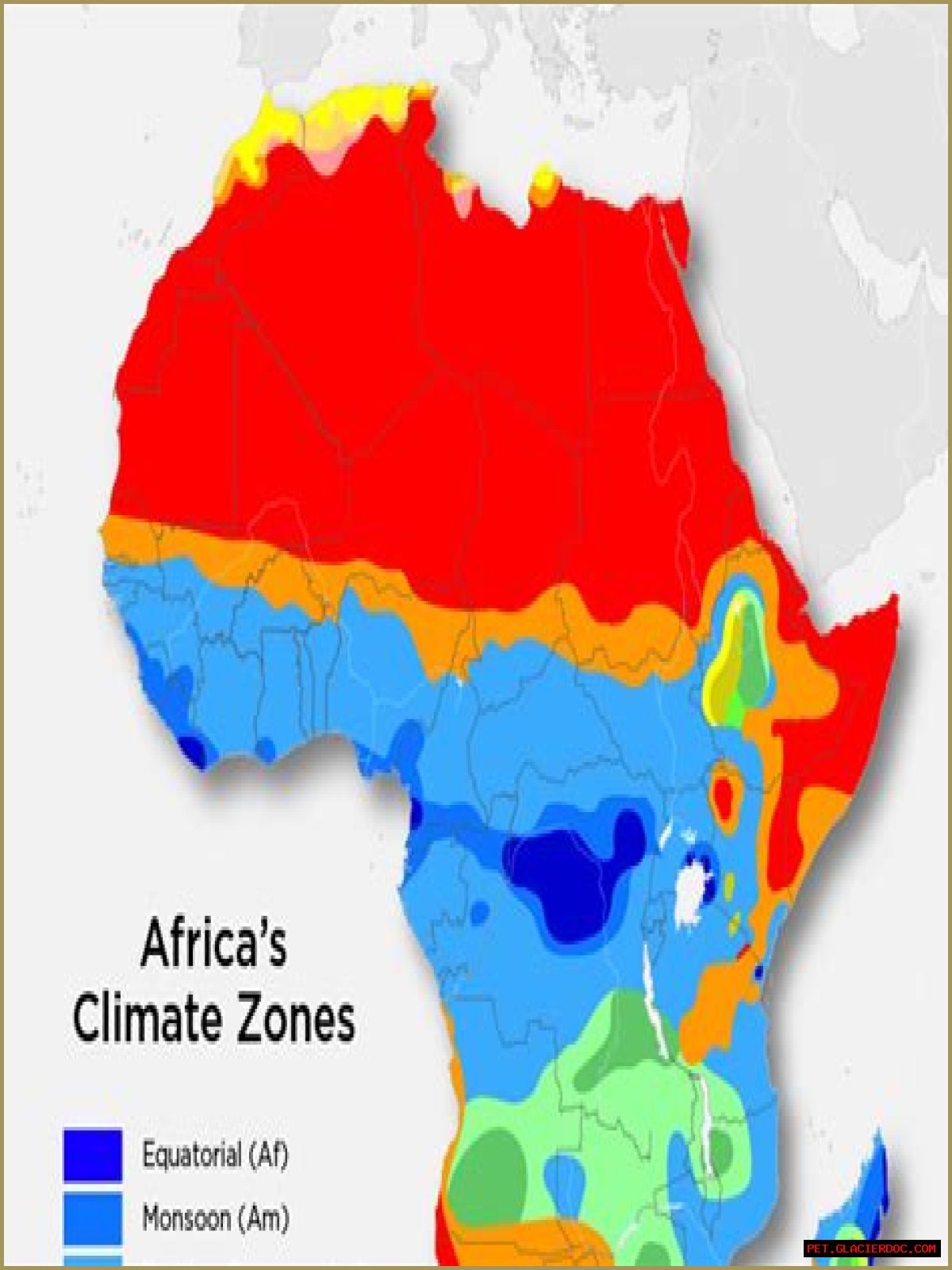 What are the 4 major climate zones of Africa