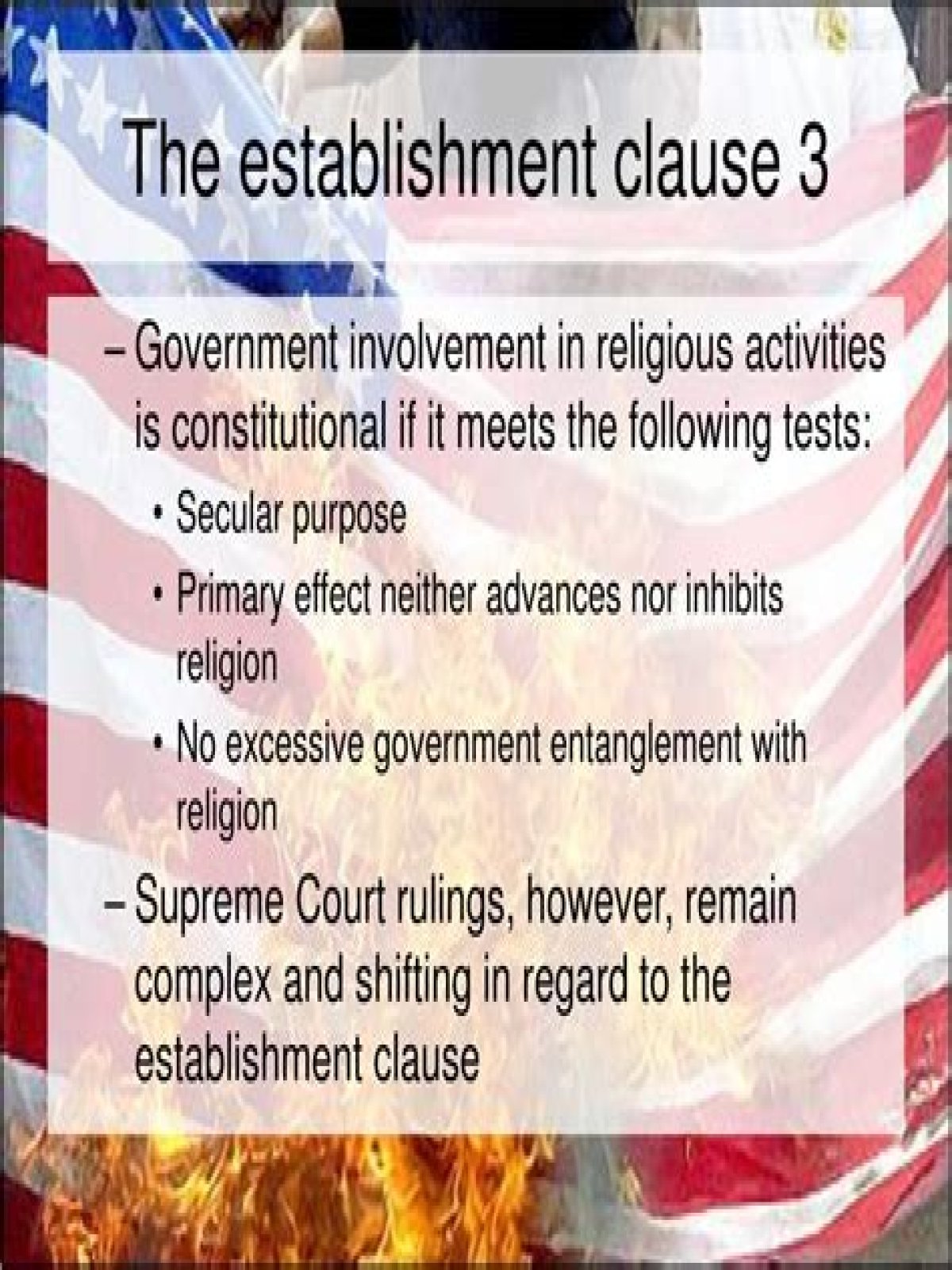 What is the purpose of the establishment clause